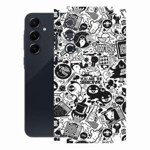 AtOdds - Compatible for Samsung Galaxy A35 (5G) - Mobile Back Skin Sticker - Lamination - Back Screen Guard Protector Film Wrap (Design -B&W Graffiti)